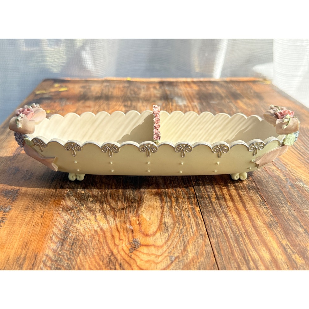 Heather Hykes CatNip Floral Ceramic Candy Dish Rosebud Accents Home Decor‎